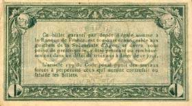 Billet de la Chambre de Commerce d'Agen - 50 centimes - 5 novembre 1914 - sans filigrane