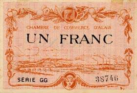 Billet de la Chambre de Commerce d'Alais (Alès) - 1 franc - Autorisation Ministérielle du 30 mars 1916