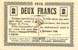 Billet de la Chambre de Commerce d'Amiens - 2 francs 1915 inscription au dos sur 2 lignes et AMD en noir