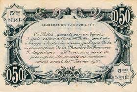 Billet de la Chambre de Commerce d'Angoulême - 50 centimes - délibération du 11 avril 1917 - 5ème série - sans lettre de série