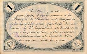 Billet de la Chambre de Commerce d'Angoulême - 1 franc - émission du 15 janvier 1915 - 1ère série - spécimen annulé