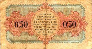 Billet de la Chambre de Commerce d'Annecy - 50 centimes - délibération du 24 octobre 1917 - R.2e série - série 423 - n° 0,319