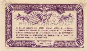 Billet de la Chambre de Commerce de l'Aveyron (Rodez et Millau) - 50 centimes - dlibration du 12 mars 1915 - spcimen annul 000000 - grandes lettres