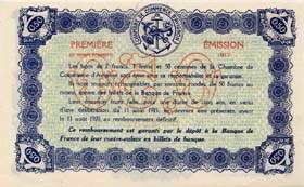 Billet de la Chambre de Commerce d'Avignon - Villes d'Avignon, Apt, Carpentras, Orange - 50 centimes - Délibération du 11 août 1915 - Première émission de remplacement