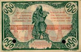 Billet de la Chambre de Commerce de Béziers - 50 centimes - délibération du 4 décembre 1916 - sans filigrane - spécimen annulé