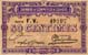 Billet de la Chambre de Commerce de Cahors - 50 centimes - 1er janvier 1915 - remboursement avant le 1er janvier 1920 - série F.V. - n° 49197