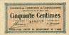 Billet de la Chambre de Commerce de Carcassonne - 50 centimes - délibération du 22 mars 1922
