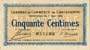 Billet de la Chambre de Commerce de Carcassonne - 50 centimes - délibération du 2 mars 1920