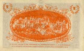 Billet de la Chambre de Commerce de Carcassonne - 1 franc - délibération du 23 novembre 1914 - spécimen annulé