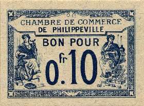 Ticket de la Chambre de Commerce de Philippeville - 10 centimes - dlibration du 7 octobre 1915