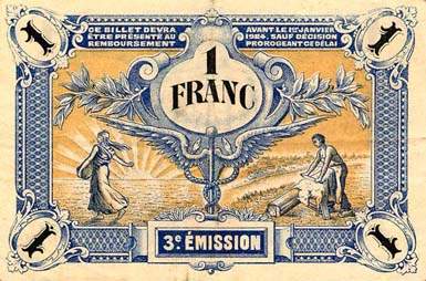 Billet de la Chambre de Commerce des Deux-Sèvres (Niort) - 1 franc - délibération du 13 novembre 1920 - 3ème émission