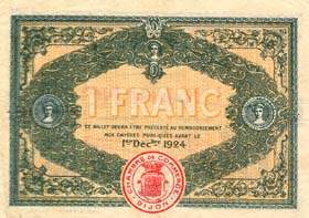 Billet de la Chambre de Commerce de Dijon - 1 franc - dlibration du 1er dcembre 1919