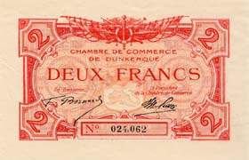 Billet de la Chambre de Commerce de Dunkerque - 2 francs - n°024,062