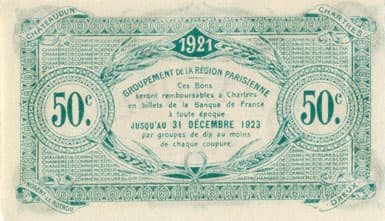 Billet de la Chambre de Commerce d'Eure-et-Loir (Chartres) - 50 centimes - 5�me �mission - janvier 1921
