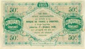 Billet de la Chambre de Commerce d'Eure-et-Loir (Chartres) - 50 centimes - Emis le 1er octobre 1915