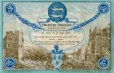 Billet de la Chambre de Commerce de Fécamp - 50 centimes - émission 1920 - spécimen annulé - dos