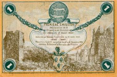 Billet de la Chambre de Commerce de Fécamp - 1 franc - émission 1920 - spécimen annulé - dos