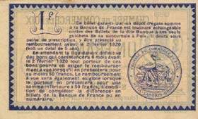 Billet de la Chambre de Commerce de Foix - 1 franc - délibération du 2 février 1915 - imprimeur Cassan Ainé