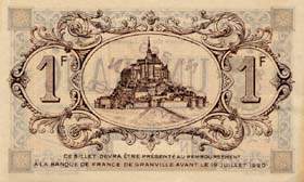 Billet de la Chambre de Commerce de Granville - 1 franc - dlibration du 19 juillet 1915 - n369 spcimen 15 fvrier 1916