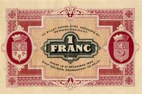 Billet de la Chambre de Commerce de Gray & Vesoul - 1 franc - délibération du 30 novembre 1920 - série 59