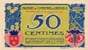Billet de la Chambre de Commerce de Grenoble - 50 centimes avec nom du graveur et avec liseré blanc - série A-V