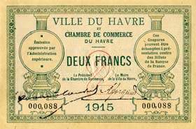 Billet de la Ville du Havre et Chambre de Commerce du Havre - 2 francs - 1915