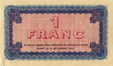 Billet de la Chambre de Commerce de Lyon - 1 franc - délibération du 14 octobre 1921 - 10ème série