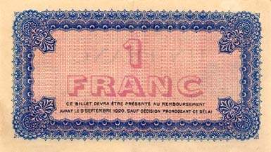 Billet de la Chambre de Commerce de Lyon - 1 franc - délibération du 9 septembre 1915