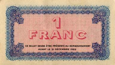 Billet de la Chambre de Commerce de Lyon - 1 franc - délibération du 9 septembre 1920 - 9ème série