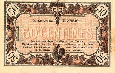Billet des Chambres de Commerce de Mâcon et Bourg - 50 centimes - émission du 15 octobre 1917