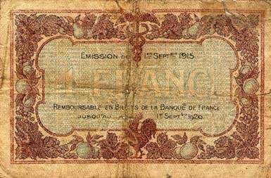 Billet des Chambres de Commerce de Mâcon et Bourg - 1 franc - émission du 1er septembre 1915 - série Crt