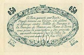 Billet de la Chambre de Commerce du Mans - 50 centimes - 2ème série - 1er mars 1917 - avec timbre sec