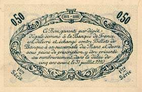 Billet de la Chambre de Commerce du Mans - 50 centimes - 8 juillet 1915 - spcimen non numrot