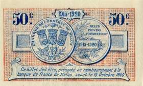 Billet de la Chambre de Commerce de Melun - 50 centimes - 15 octobre 1915