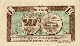 Billet de la Chambre de Commerce de Melun - 1 franc - 21 novembre 1919
