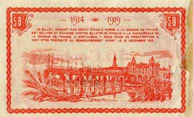 Billet de la Chambre de Commerce de Montauban - 50 centimes - délibération du 20 novembre 1914 - n°222619