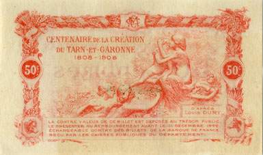 Billet de la Chambre de Commerce de Montauban - 50 centimes - dlibration du 27 aot 1917 - n 113649