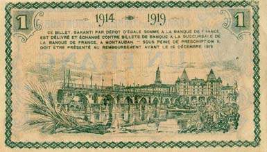 Billet de la Chambre de Commerce de Montauban - 1 franc - délibération du 20 novembre 1914 - n°230472