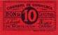 Ticket de la Chambre de Commerce de Montluçon - Gannat - 10 centimes avec cachet violet au verso - 52 x 30 mm - signature du président