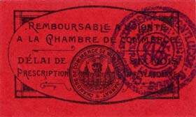 Ticket de la Chambre de Commerce de Montluçon - Gannat - 10 centimes avec cachet noir au verso - 52 x 30 mm - signature du président
