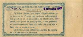 Billet de la Chambre de Commerce de Montluçon - Gannat - 50 centimes - autorisation du 30 septembre 1914 - surcharge 5 octobre 1915