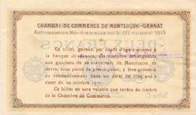 Billet de la Chambre de Commerce de Montluçon - Gannat - 2 francs - Autorisation Ministérielle du 5 octobre 1915 - spécimen annulé