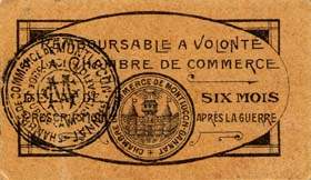 Ticket de la Chambre de Commerce de Montluçon - Gannat - 25 centimes avec cachet noir au verso - 62 x 36 mm