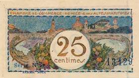 Billet de la Chambre de Commerce de Nice et Alpes-Maritimes - 25 centimes - avec 
