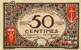 Billet de la Chambre de Commerce de Nice et Alpes-Maritimes - 50 centimes - décision ministérielle du 25 avril 1917 - surchargé 1920 - 1921 - série 95