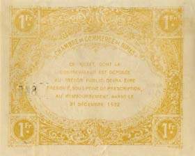 Billet de la Chambre de Commerce de Nmes - 1 franc - remboursement avant le 31 dcembre 1922 - 1917-1922 - srie 69