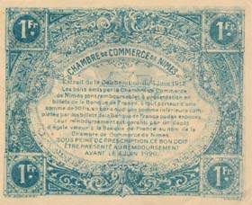 Billet de la Chambre de Commerce de Nmes - 1 franc - dlibration du 4 juin 1915 - 1915-1920 - numro en bleu