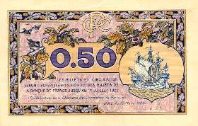 Billet de la Chambre de Commerce de Paris - 50 centimes - délibération du 10 mars 1920 - type 2 avec tête de Mercure