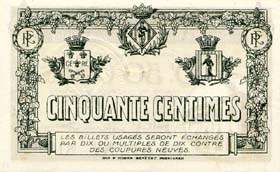 Billet de la Chambre de Commerce de Perpignan - 50 centimes - délibération du 17 février 1919