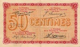 Billet des Chambres de Commerce du dpartement du Puy-de-Dme - 50 centimes - remboursable avant le 1er janvier 1925 - srie T 120